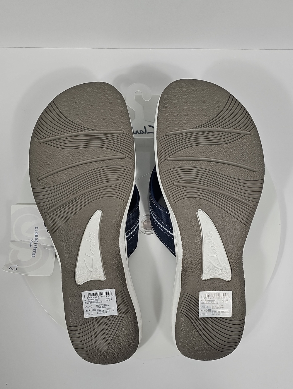Clarks Cloudsteppers Brinkley Jazz Flip Flop Sandals Cushion Soft Navy 12 NWT - Picture 13 of 13